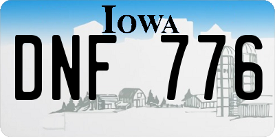 IA license plate DNF776