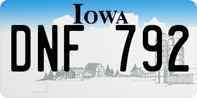IA license plate DNF792