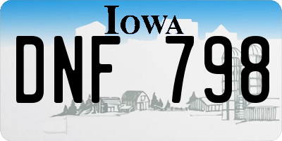 IA license plate DNF798