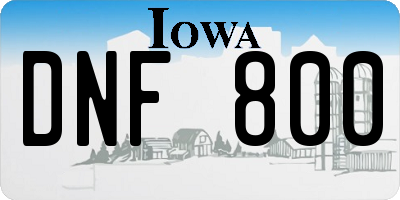IA license plate DNF800