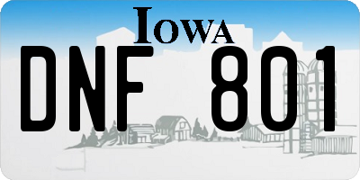 IA license plate DNF801