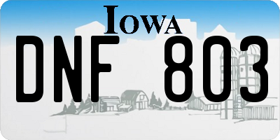 IA license plate DNF803