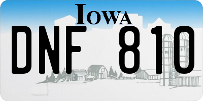 IA license plate DNF810