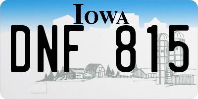 IA license plate DNF815