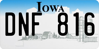 IA license plate DNF816
