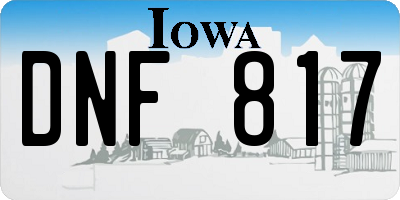IA license plate DNF817