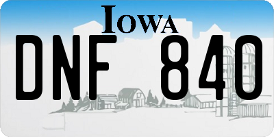 IA license plate DNF840