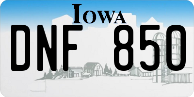 IA license plate DNF850