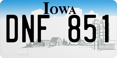 IA license plate DNF851