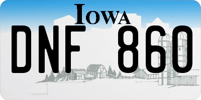 IA license plate DNF860