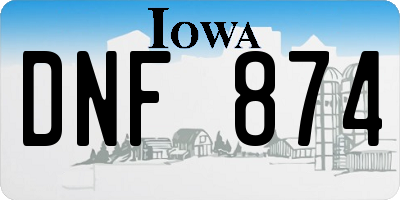 IA license plate DNF874