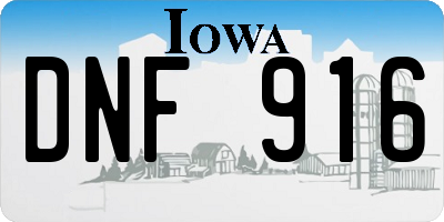 IA license plate DNF916