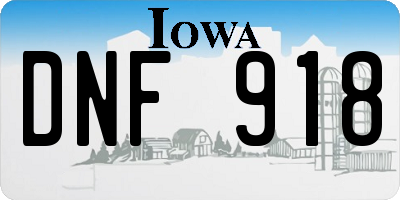 IA license plate DNF918