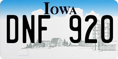 IA license plate DNF920