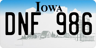 IA license plate DNF986