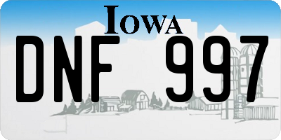 IA license plate DNF997