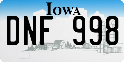 IA license plate DNF998