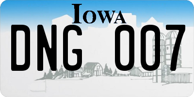 IA license plate DNG007
