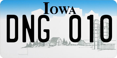 IA license plate DNG010