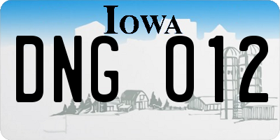 IA license plate DNG012