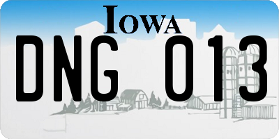 IA license plate DNG013