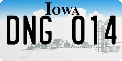 IA license plate DNG014