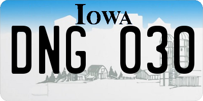 IA license plate DNG030