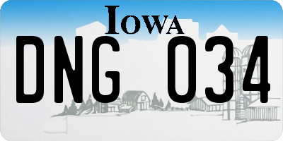 IA license plate DNG034