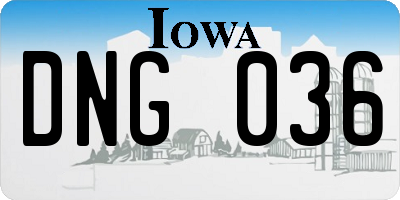 IA license plate DNG036