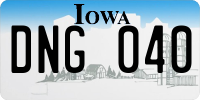 IA license plate DNG040