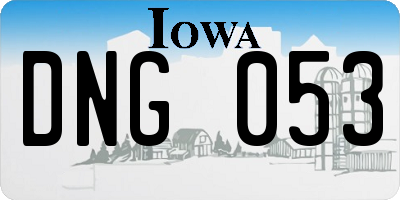 IA license plate DNG053