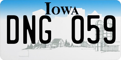 IA license plate DNG059
