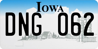 IA license plate DNG062