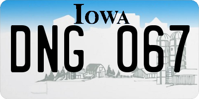 IA license plate DNG067
