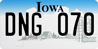 IA license plate DNG070