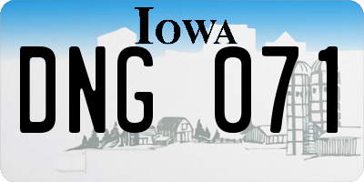 IA license plate DNG071