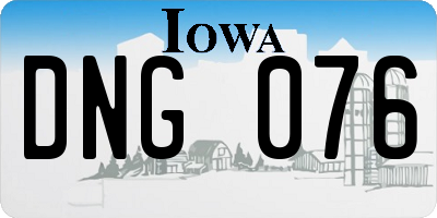 IA license plate DNG076