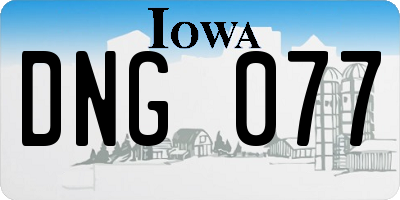 IA license plate DNG077