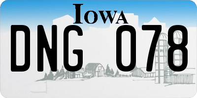 IA license plate DNG078