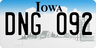 IA license plate DNG092