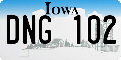 IA license plate DNG102