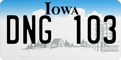 IA license plate DNG103