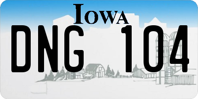IA license plate DNG104