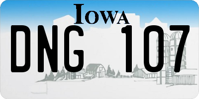 IA license plate DNG107