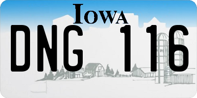 IA license plate DNG116