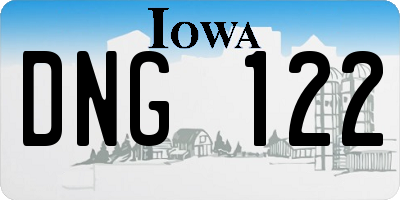 IA license plate DNG122