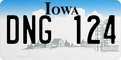 IA license plate DNG124