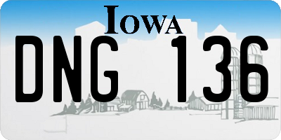 IA license plate DNG136
