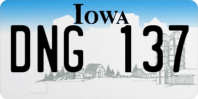 IA license plate DNG137