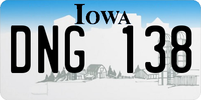 IA license plate DNG138